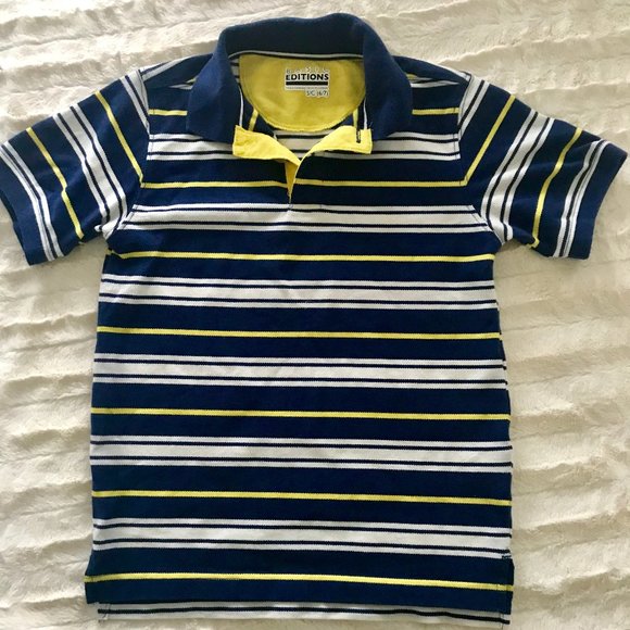 📣3 for $12 📣Boys Navy Stripped Polo Shirt - Picture 1 of 2